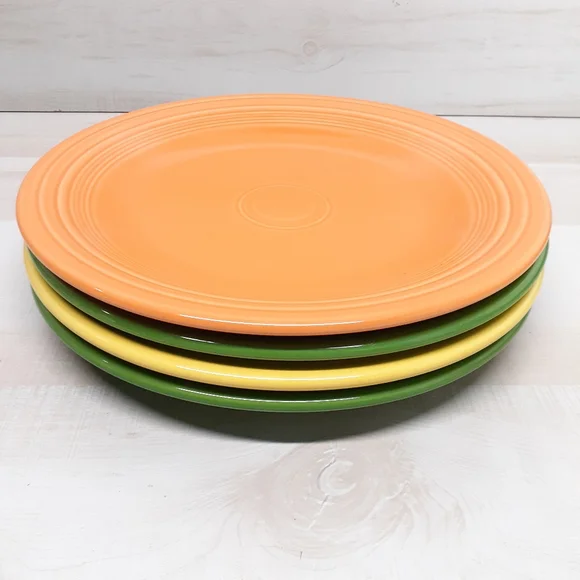4 Fiesta Fiestaware Multi Color 10.5” Inch Dinner Plates Homer Laughlin. - Picture 2 of 12